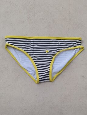 Billabong Kids Navy & White Striped Bikini Bottoms with Yellow Trim
